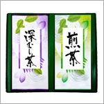 【弔事用平袋】煎茶・深蒸し詰め合わせ2本組